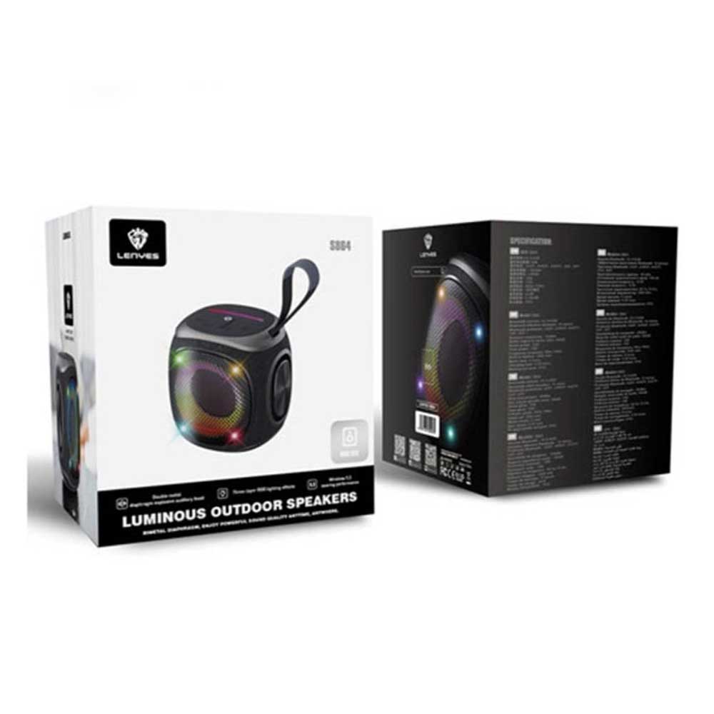 prd-120 اسپیکر بلوتوثی LENYES S864 با حلقه آویز و نورپردازی RGB حلقهای روی بدنه - نمای سهبعدی