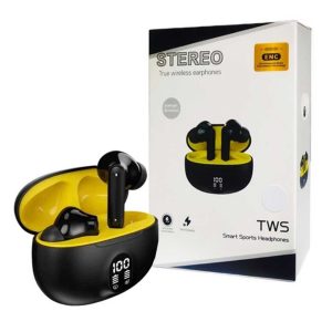 جعبه و کیس شارژ هندزفری TWS 895B با نمایشگر LED و طراحی مشکی و زرد