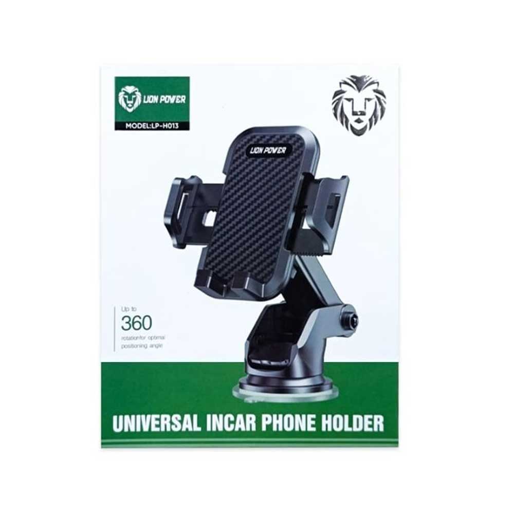 بسته‌بندی هولدر جرثقیلی Lion Power مدل LP-H013 با طرح فیبر کربن و پایه مکنده